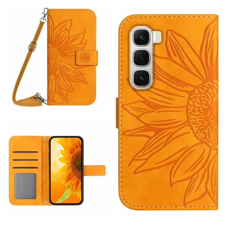 For Infinix Hot 60 Pro+ 4G Skin Feel Sun Flower Embossed Flip Leather Phone Case with Lanyard(Yellow) - free shipping - PMC TechLife - Order now!
