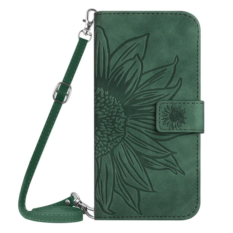For Infinix Hot 60 Pro+ 4G Skin Feel Sun Flower Embossed Flip Leather Phone Case with Lanyard(Green) - free shipping - PMC TechLife - Order now!