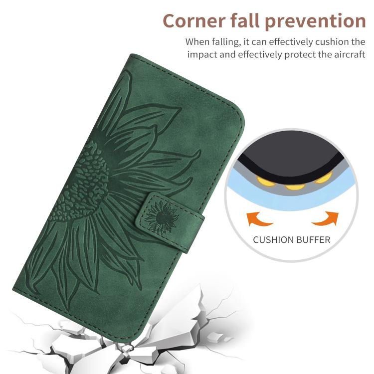 For Infinix Hot 60 Pro+ 4G Skin Feel Sun Flower Embossed Flip Leather Phone Case with Lanyard(Green) - free shipping - PMC TechLife - Order now!