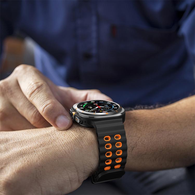 For Samsung Galaxy Watch Ultra 47mm / Ultra 2025 Kalebol Ocean Two-tone Silicone Strap(Black Orange) - free shipping - PMC TechLife - Order now!
