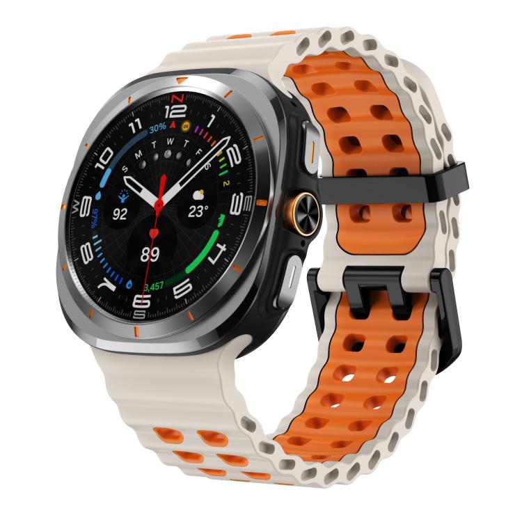 For Samsung Galaxy Watch Ultra 47mm / Ultra 2025 Kalebol Ocean Two-tone Silicone Strap(Starlight Orange) - free shipping - PMC TechLife - Order now!