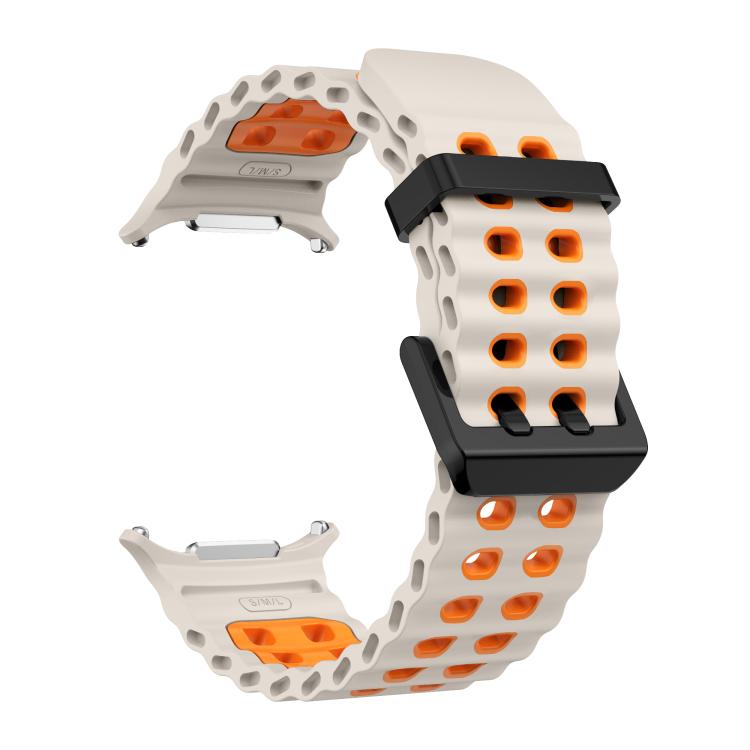 For Samsung Galaxy Watch Ultra 47mm / Ultra 2025 Kalebol Ocean Two-tone Silicone Strap(Starlight Orange) - free shipping - PMC TechLife - Order now!