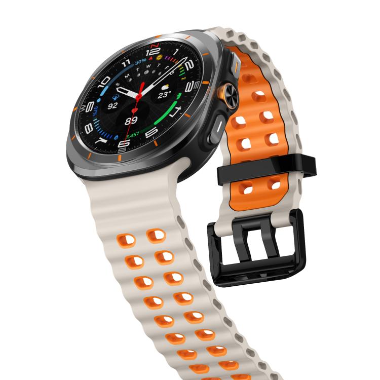 For Samsung Galaxy Watch Ultra 47mm / Ultra 2025 Kalebol Ocean Two-tone Silicone Strap(Starlight Orange) - free shipping - PMC TechLife - Order now!