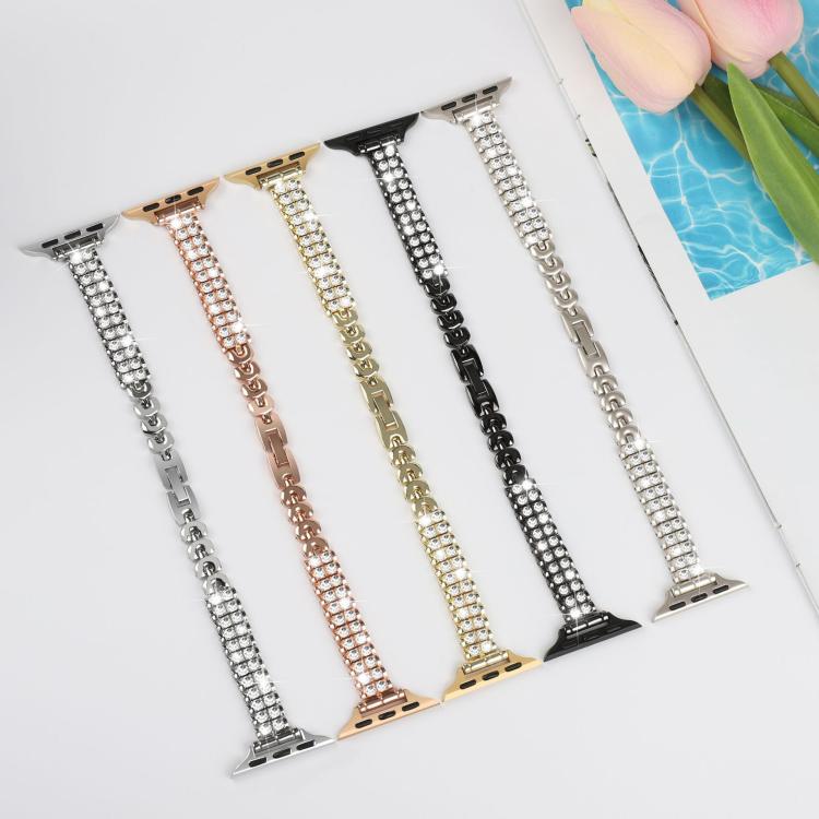 For Apple Watch 46mm / 49mm / 45mm / 44mm Slim Train Section Diamond Metal Watch Band(Silver) - free shipping - PMc TechLife - Order now!