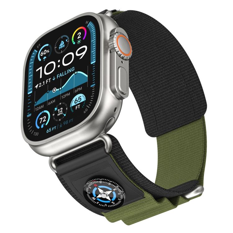 For Apple Watch 42mm / 41mm / 40mm / 38mm Compass Nylon Loop Watch Band(Black Army Green) - free shipping - PMc TechLife - Order now!