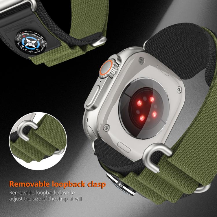 For Apple Watch 42mm / 41mm / 40mm / 38mm Compass Nylon Loop Watch Band(Black Army Green) - free shipping - PMc TechLife - Order now!