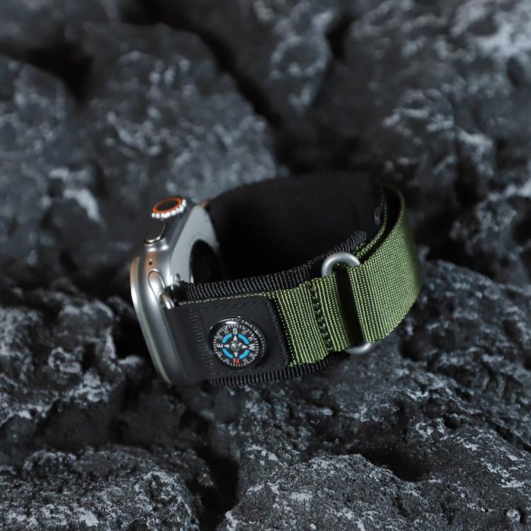 For Apple Watch 42mm / 41mm / 40mm / 38mm Compass Nylon Loop Watch Band(Black Army Green) - free shipping - PMc TechLife - Order now!