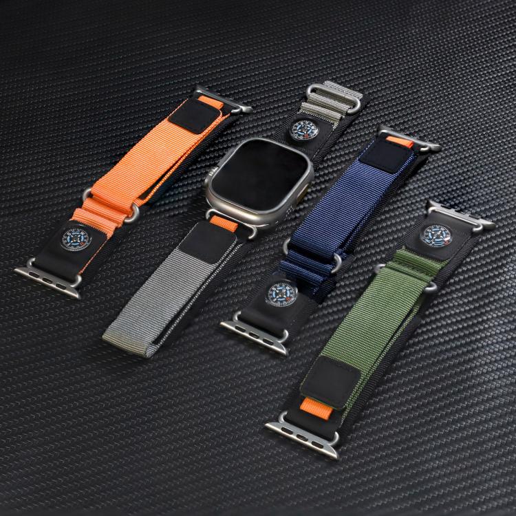 For Apple Watch 42mm / 41mm / 40mm / 38mm Compass Nylon Loop Watch Band(Black Army Green) - free shipping - PMc TechLife - Order now!