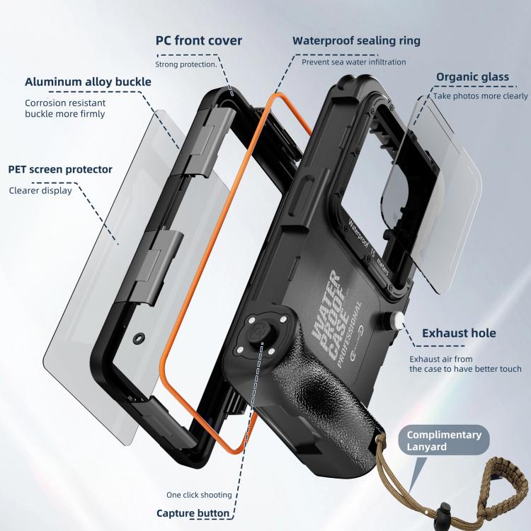 RedPepper 4th Generation Diving Protective Case for iPhone, Waterproof depth: 15m(Black) - Waterproof Bag by RedPepper | Online Shopping South Africa | PMc TechLife | Buy Now Pay Later Mobicred