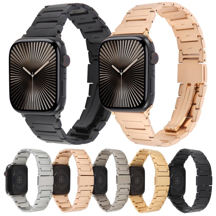 For Apple Watch 42mm / 41mm / 40mm / 38mm I-Shaped Folding Magnetic Buckle Metal Watch Band(Black) - free shipping - PMc TechLife - Order now!