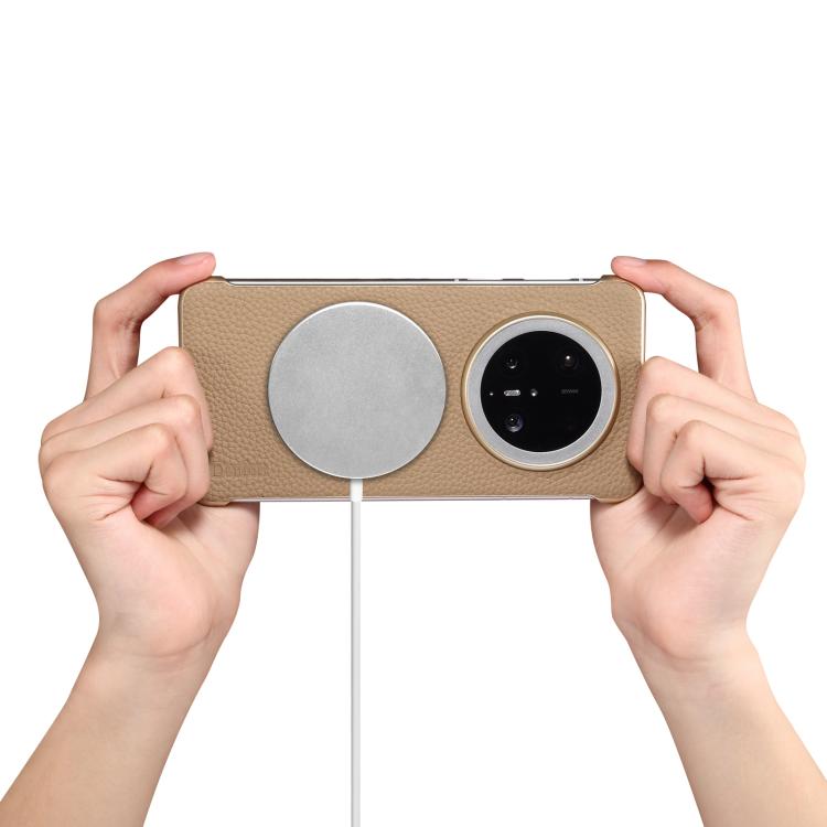 For Huawei Mate 70 Denior A20 Genuine Leather Litchi Texture MagSafe Frameless Phone Case(Khaki) - free shipping - PMc TechLife - Order now!