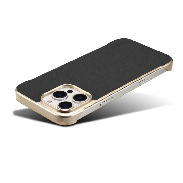 For iPhone 15 Plus / 14 Plus Denior A20 Genuine Leather Litchi Texture MagSafe Frameless Phone Case(Black) - free shipping - PMc TechLife - Order now!
