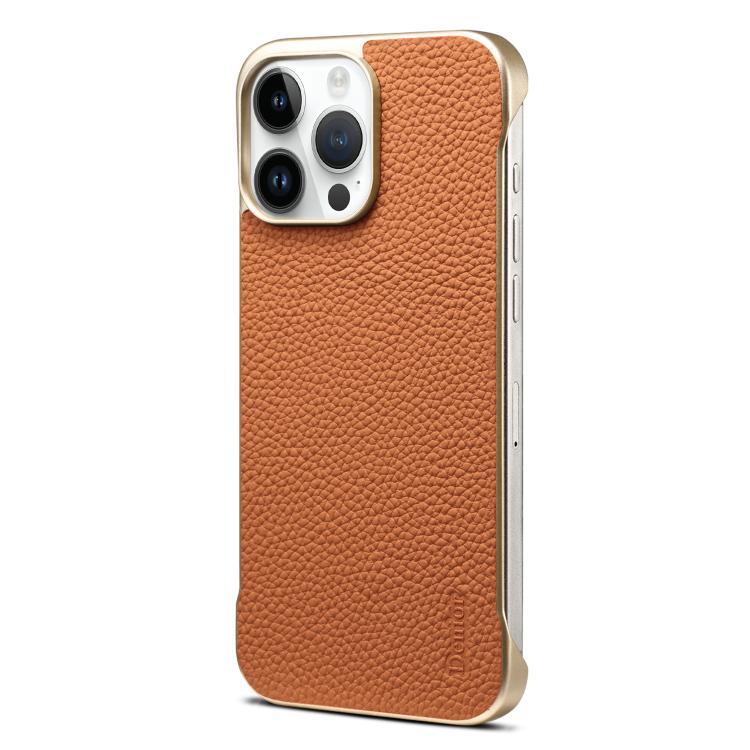 For iPhone 16 Pro Denior A20 Genuine Leather Litchi Texture MagSafe Frameless Phone Case(Brown) - free shipping - PMc TechLife - Order now!