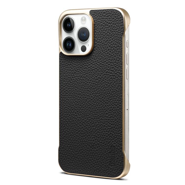For iPhone 16 Pro Max Denior A20 Genuine Leather Litchi Texture MagSafe Frameless Phone Case(Black) - free shipping - PMc TechLife - Order now!