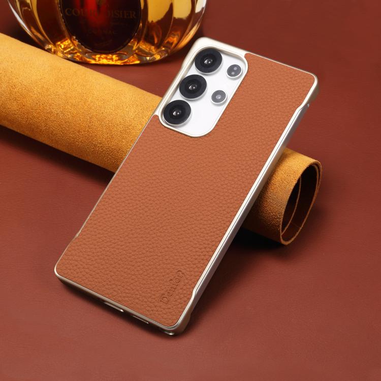 For Samsung Galaxy S25 Ultra 5G Denior A20 Genuine Leather Litchi Texture MagSafe Frameless Phone Case(Brown) - free shipping - PMc TechLife - Order now!