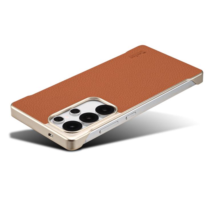 For Samsung Galaxy S25 Ultra 5G Denior A20 Genuine Leather Litchi Texture MagSafe Frameless Phone Case(Brown) - free shipping - PMc TechLife - Order now!