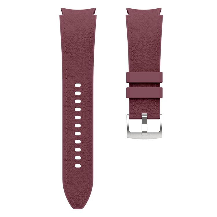 For Samsung Galaxy Watch 7 / 6 / 5 / 4 Silver Pin Buckle Leather Silicone Watch Band(Wine Red) - free shipping - PMC TechLife - Order now!