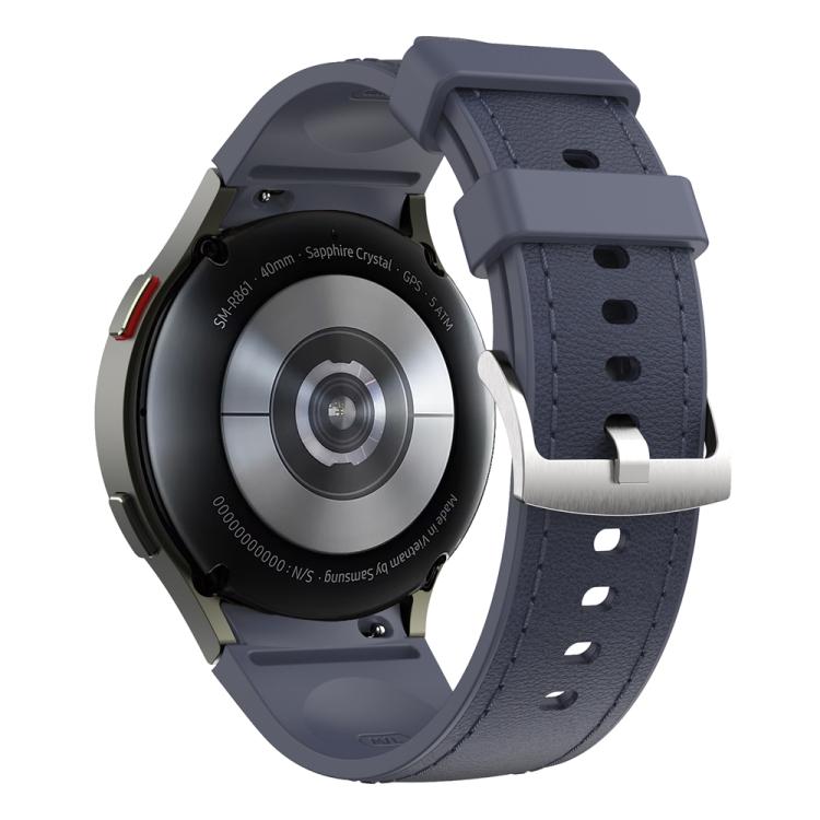 For Samsung Galaxy Watch 7 / 6 / 5 / 4 Silver Pin Buckle Leather Silicone Watch Band(Midnight Blue) - free shipping - PMC TechLife - Order now!