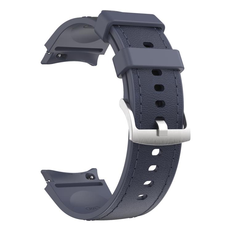 For Samsung Galaxy Watch 7 / 6 / 5 / 4 Silver Pin Buckle Leather Silicone Watch Band(Midnight Blue) - free shipping - PMC TechLife - Order now!