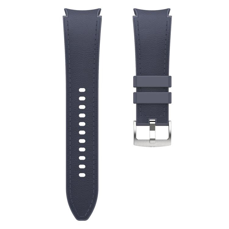 For Samsung Galaxy Watch 7 / 6 / 5 / 4 Silver Pin Buckle Leather Silicone Watch Band(Midnight Blue) - free shipping - PMC TechLife - Order now!