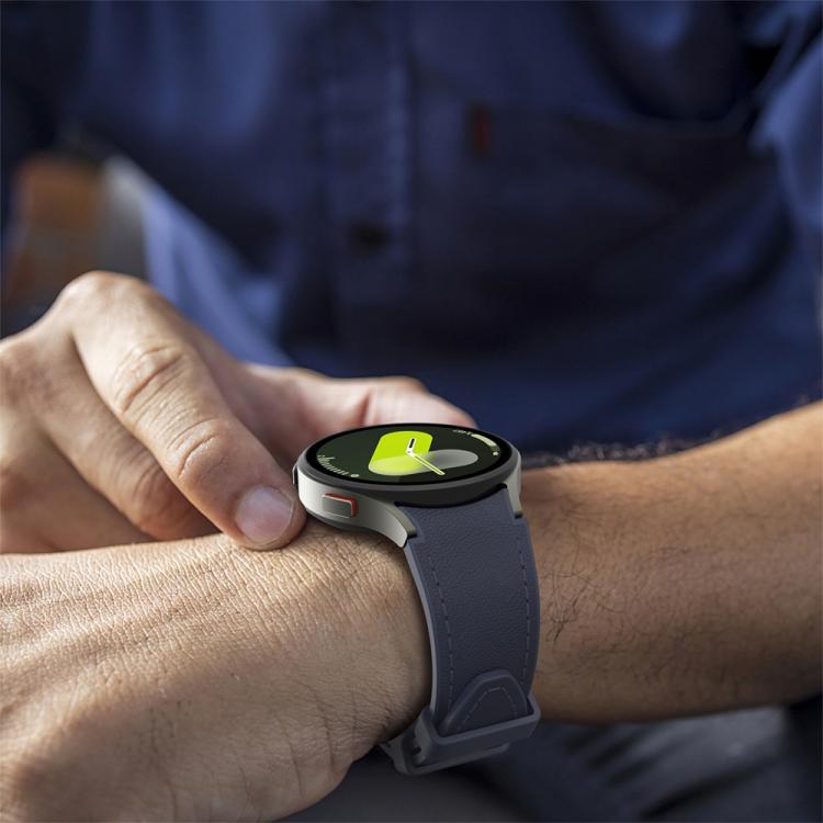 For Samsung Galaxy Watch 7 / 6 / 5 / 4 Silver Pin Buckle Leather Silicone Watch Band(Midnight Blue) - free shipping - PMC TechLife - Order now!