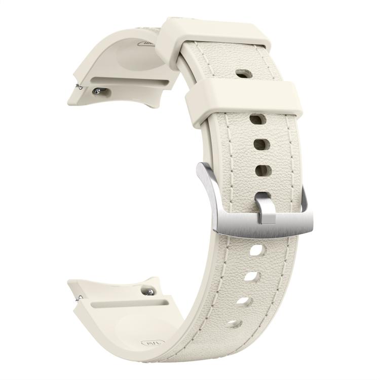 For Samsung Galaxy Watch 7 / 6 / 5 / 4 Silver Pin Buckle Leather Silicone Watch Band(Starlight) - free shipping - PMC TechLife - Order now!