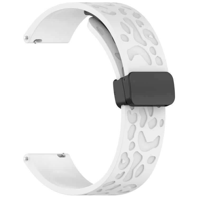 18mm Kalebol Universal Leopard Print Magnetic Folding Buckle Silicone Strap(White) - free shipping - PMc TechLife - Order now!