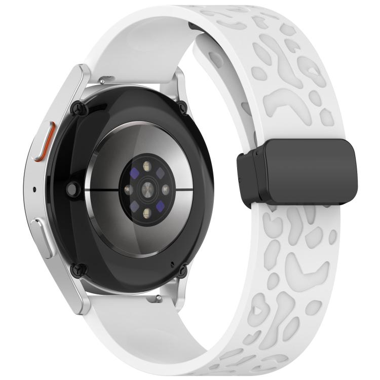 18mm Kalebol Universal Leopard Print Magnetic Folding Buckle Silicone Strap(White) - free shipping - PMc TechLife - Order now!
