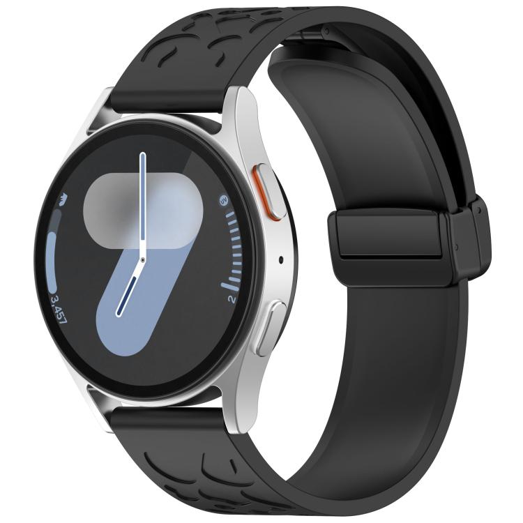 18mm Kalebol Universal Leopard Print Magnetic Folding Buckle Silicone Strap(Black) - 22mm Bands by Kalebol | Online Shopping South Africa | PMc TechLife | Buy Now Pay Later Mobicred