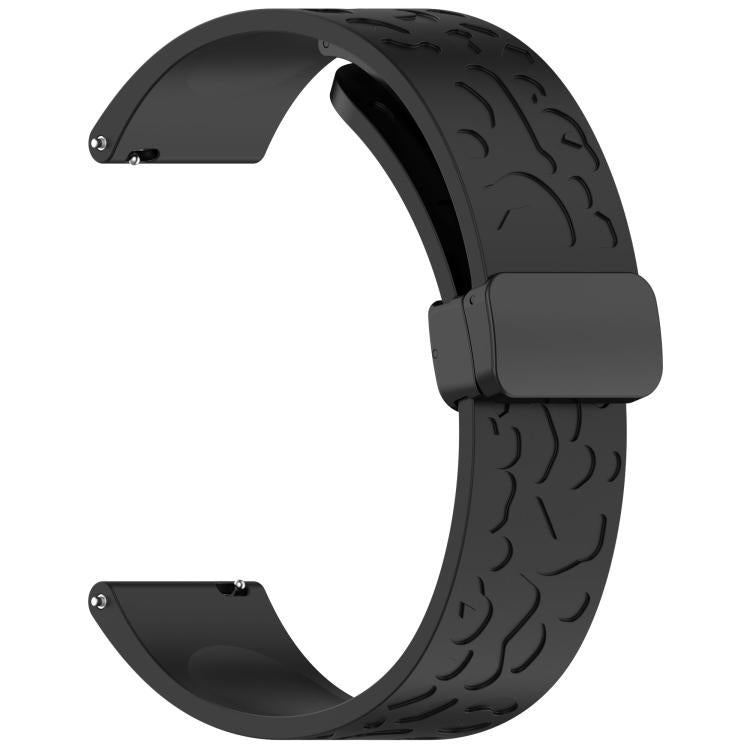 18mm Kalebol Universal Leopard Print Magnetic Folding Buckle Silicone Strap(Black) - 22mm Bands by Kalebol | Online Shopping South Africa | PMc TechLife | Buy Now Pay Later Mobicred