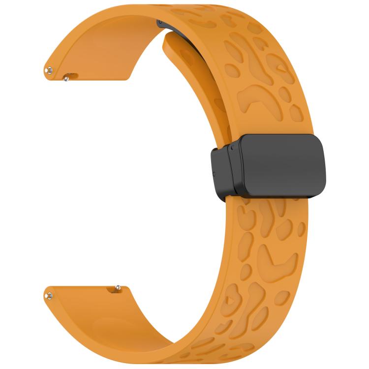 18mm Kalebol Universal Leopard Print Magnetic Folding Buckle Silicone Strap(Yellow) - 22mm Bands by Kalebol | Online Shopping South Africa | PMc TechLife | Buy Now Pay Later Mobicred