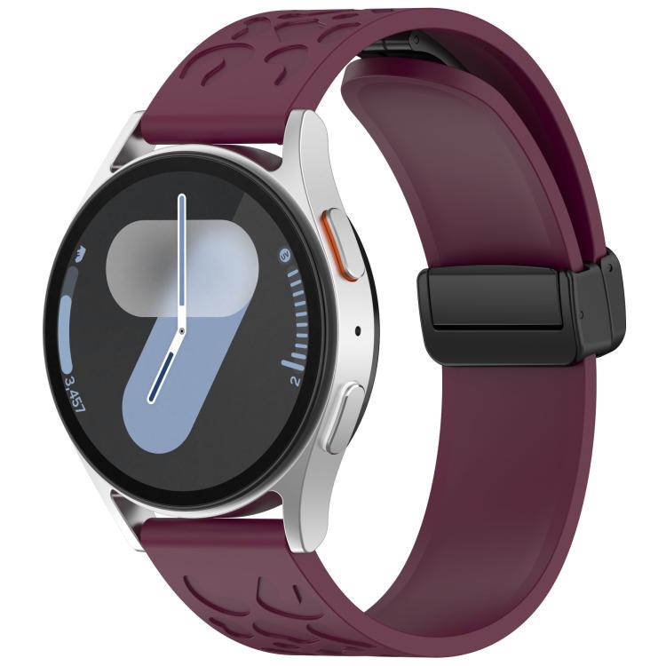 18mm Kalebol Universal Leopard Print Magnetic Folding Buckle Silicone Strap(Wine Red) - 22mm Bands by Kalebol | Online Shopping South Africa | PMc TechLife | Buy Now Pay Later Mobicred