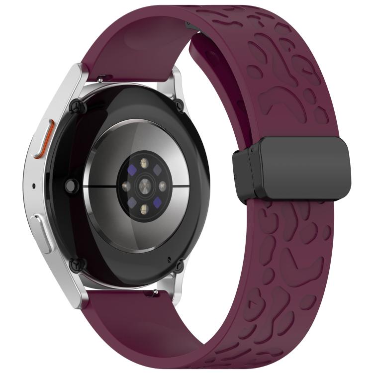 18mm Kalebol Universal Leopard Print Magnetic Folding Buckle Silicone Strap(Wine Red) - 22mm Bands by Kalebol | Online Shopping South Africa | PMc TechLife | Buy Now Pay Later Mobicred