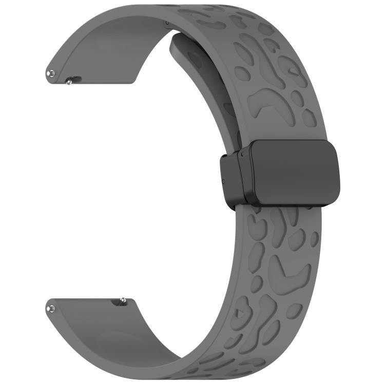 18mm Kalebol Universal Leopard Print Magnetic Folding Buckle Silicone Strap(Space Grey) - 22mm Bands by Kalebol | Online Shopping South Africa | PMc TechLife | Buy Now Pay Later Mobicred