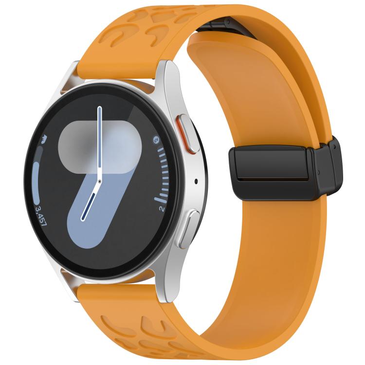 20mm Kalebol Universal Leopard Print Magnetic Folding Buckle Silicone Strap(Yellow) - 22mm Bands by Kalebol | Online Shopping South Africa | PMc TechLife | Buy Now Pay Later Mobicred