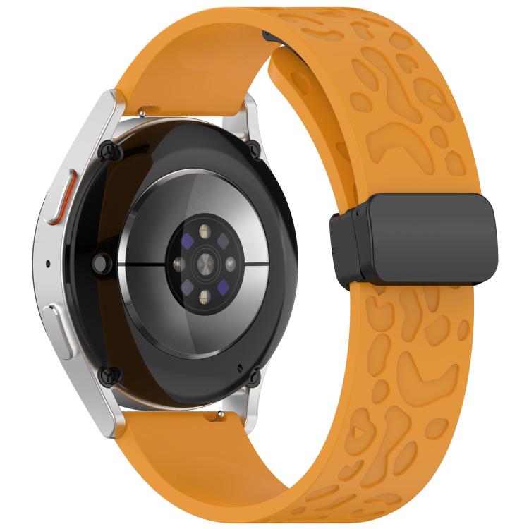 20mm Kalebol Universal Leopard Print Magnetic Folding Buckle Silicone Strap(Yellow) - 22mm Bands by Kalebol | Online Shopping South Africa | PMc TechLife | Buy Now Pay Later Mobicred