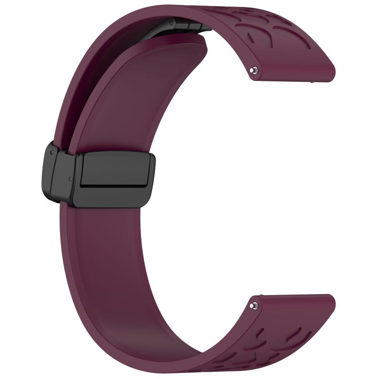 22mm Kalebol Universal Leopard Print Magnetic Folding Buckle Silicone Strap(Wine Red) - 22mm Bands by Kalebol | Online Shopping South Africa | PMc TechLife | Buy Now Pay Later Mobicred