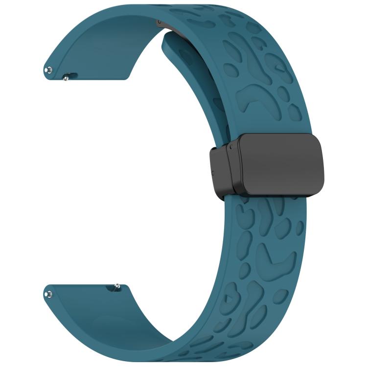 22mm Kalebol Universal Leopard Print Magnetic Folding Buckle Silicone Strap(Dark Blue) - 22mm Bands by Kalebol | Online Shopping South Africa | PMc TechLife | Buy Now Pay Later Mobicred