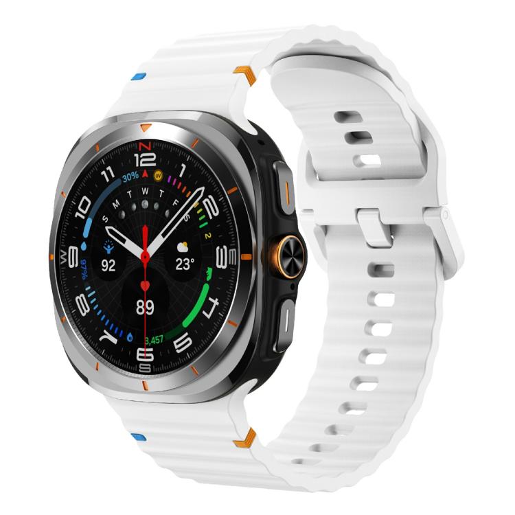 For Samsung Galaxy Watch Ultra 47mm / Ultra 2025 Kalebol Wave Stitching Silicone Strap(White) - free shipping - PMC TechLife - Order now!