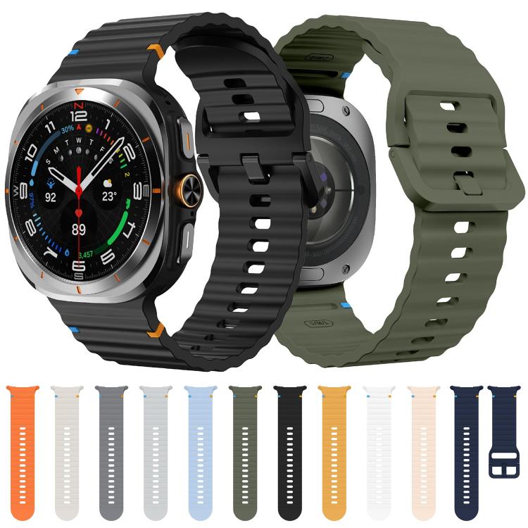 For Samsung Galaxy Watch Ultra 47mm / Ultra 2025 Kalebol Wave Stitching Silicone Strap(White) - free shipping - PMC TechLife - Order now!