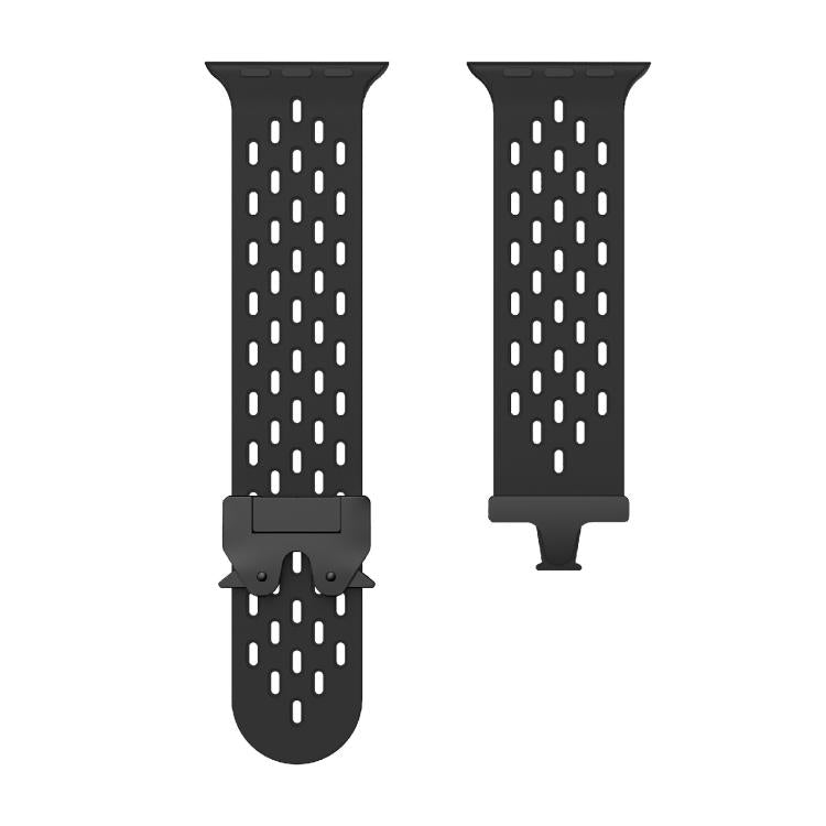 For Apple Watch 46mm / 49mm / 45mm / 44mm Kalebol Mesh Umbrella Buckle Silicone Watch Strap(Black) - Watch Bands by Kalebol | Online Shopping South Africa | PMC TechLife | Buy Now Pay Later Mobicred
