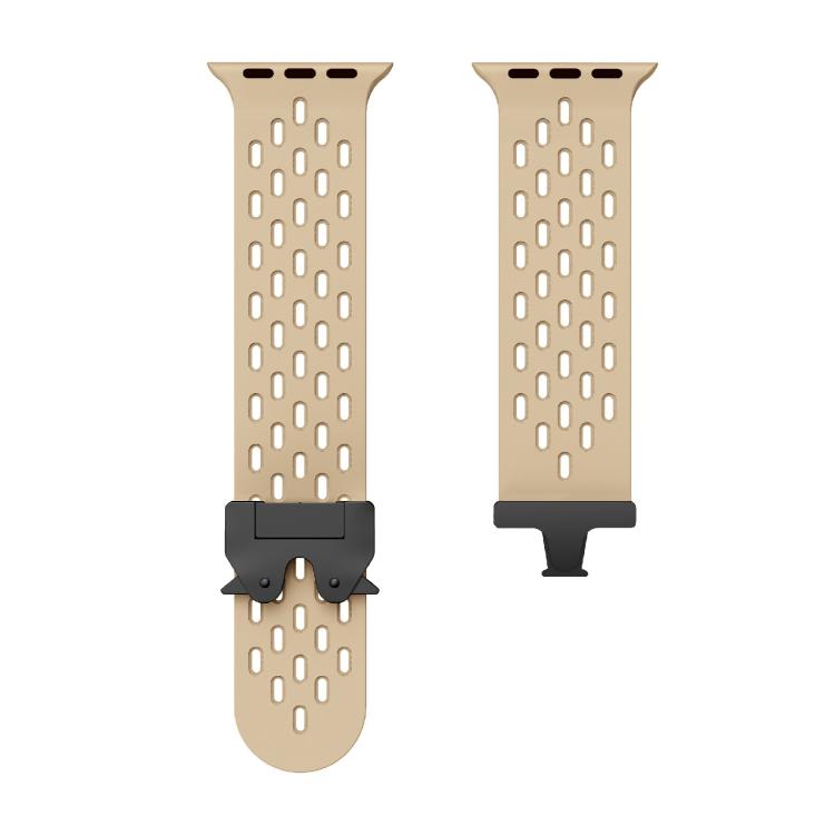 For Apple Watch 46mm / 49mm / 45mm / 44mm Kalebol Mesh Umbrella Buckle Silicone Watch Strap(Milk Tea) - Watch Bands by Kalebol | Online Shopping South Africa | PMC TechLife | Buy Now Pay Later Mobicred