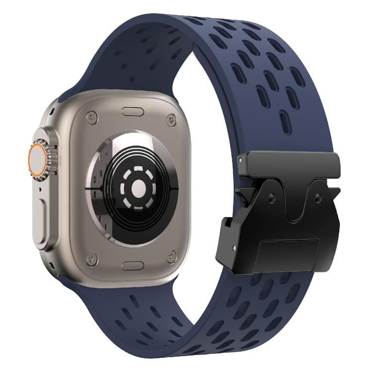 For Apple Watch 46mm / 49mm / 45mm / 44mm Kalebol Mesh Umbrella Buckle Silicone Watch Strap(Midnight Blue) - Watch Bands by Kalebol | Online Shopping South Africa | PMC TechLife | Buy Now Pay Later Mobicred