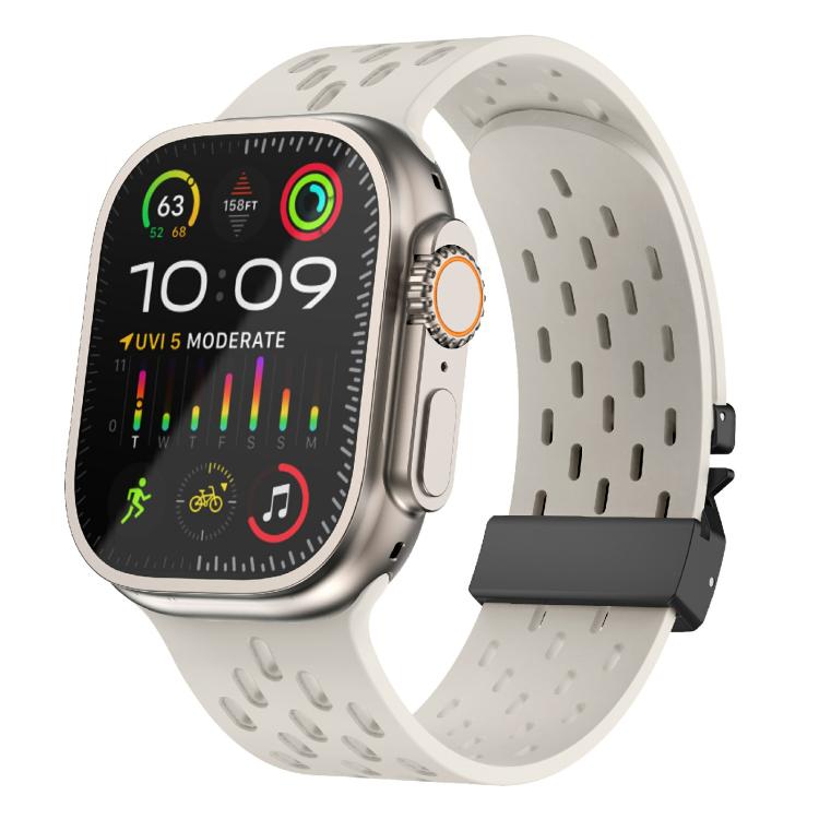 For Apple Watch 46mm / 49mm / 45mm / 44mm Kalebol Mesh Umbrella Buckle Silicone Watch Strap(Starlight) - free shipping - PMC TechLife - Order now!