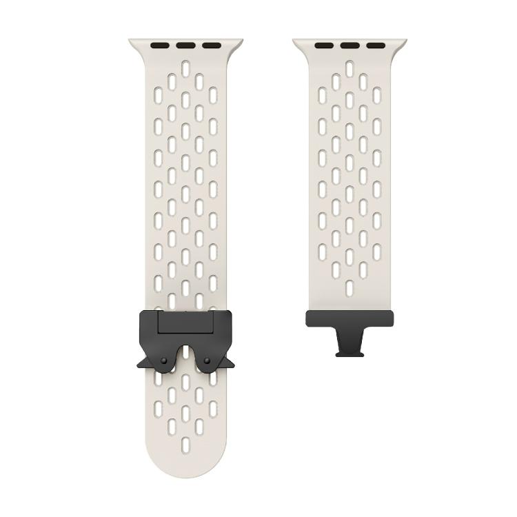 For Apple Watch 46mm / 49mm / 45mm / 44mm Kalebol Mesh Umbrella Buckle Silicone Watch Strap(Starlight) - free shipping - PMC TechLife - Order now!