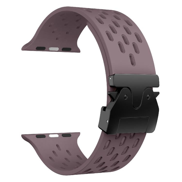 For Apple Watch 46mm / 49mm / 45mm / 44mm Kalebol Mesh Umbrella Buckle Silicone Watch Strap(Smoky Purple) - free shipping - PMC TechLife - Order now!