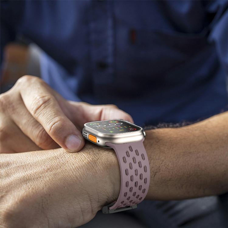 For Apple Watch 46mm / 49mm / 45mm / 44mm Kalebol Mesh Umbrella Buckle Silicone Watch Strap(Smoky Purple) - free shipping - PMC TechLife - Order now!