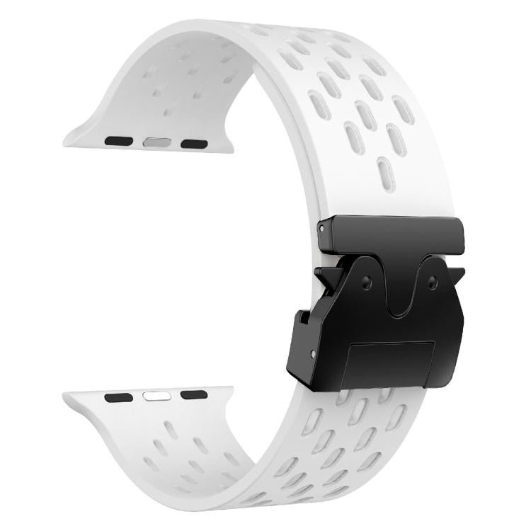 For Apple Watch 42mm / 41mm / 40mm / 38mm Kalebol Mesh Umbrella Buckle Silicone Watch Strap(White) - Watch Bands by Kalebol | Online Shopping South Africa | PMC TechLife | Buy Now Pay Later Mobicred