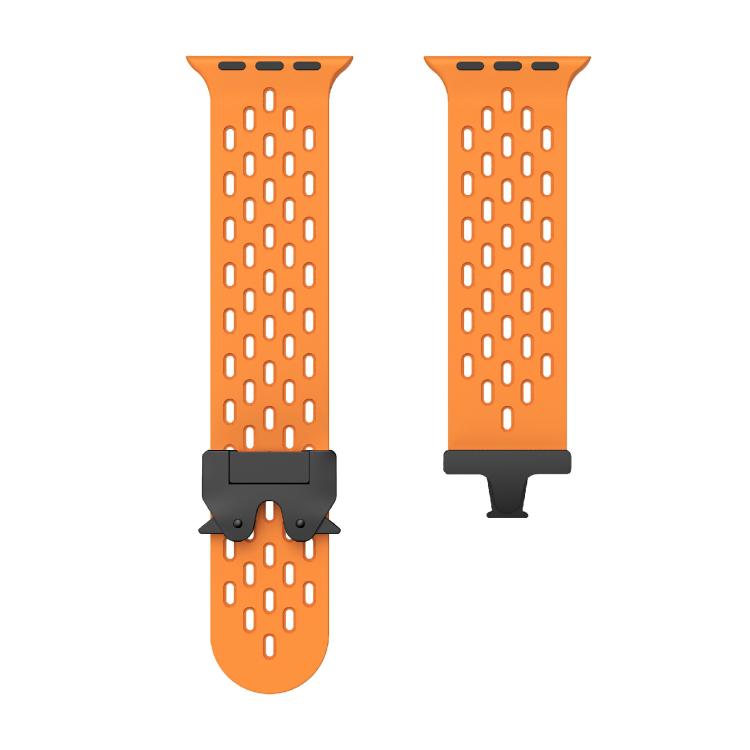 For Apple Watch 42mm / 41mm / 40mm / 38mm Kalebol Mesh Umbrella Buckle Silicone Watch Strap(Orange) - Watch Bands by Kalebol | Online Shopping South Africa | PMC TechLife | Buy Now Pay Later Mobicred