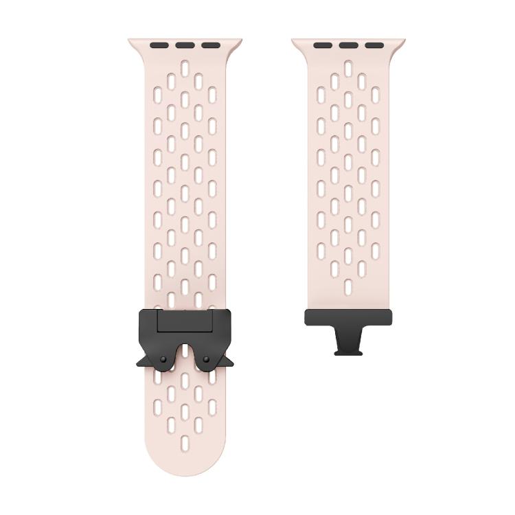 For Apple Watch 42mm / 41mm / 40mm / 38mm Kalebol Mesh Umbrella Buckle Silicone Watch Strap(Sand Pink) - free shipping - PMC TechLife - Order now!